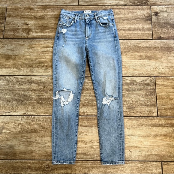 Agolde Sophie Crop in Outsider High Rise Jeans Size 25 Distressed Skinny Denim - Picture 11 of 15